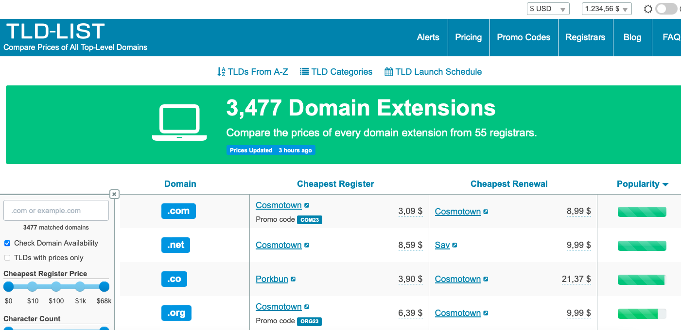 En Ucuz .com, .net, .org v.s. Domain Bulma Sitesi (2023)