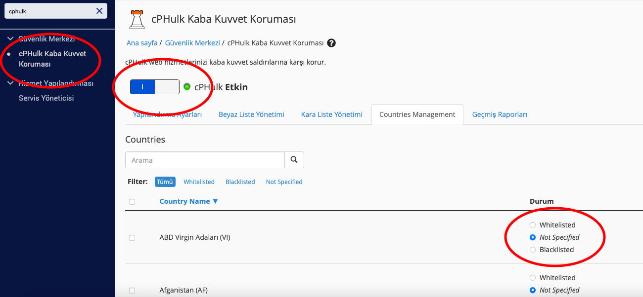 WHM Kullanarak Ülke Engelleme